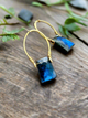 Call me Indigo | Hammered Omega Hoops with Flashy Labradorite