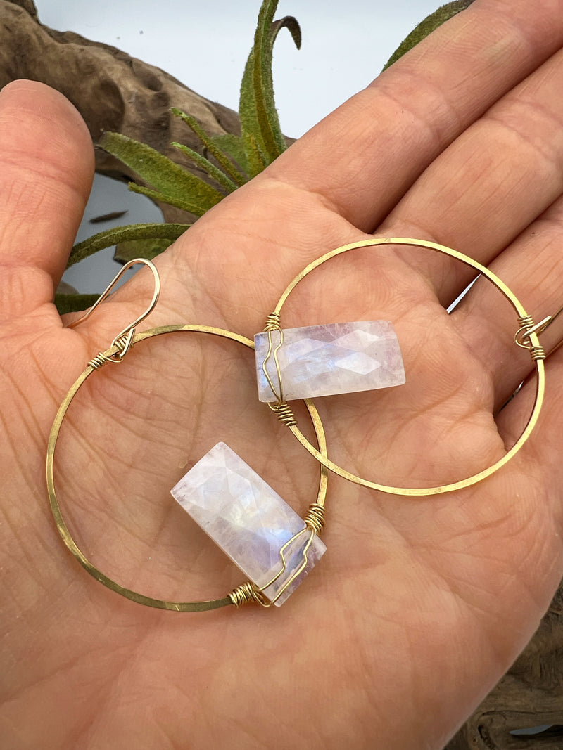 Moonlight Serenade | Moonstone Hoop Earrings