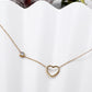 heart dainty stainless steel necklace in gold or silver with cz diamond