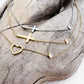 heart or cross dainty stainless steel necklace in gold or silver with cz diamond