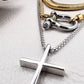 Layered stainless steel, necklaces in gold and silver with cross and carabiner