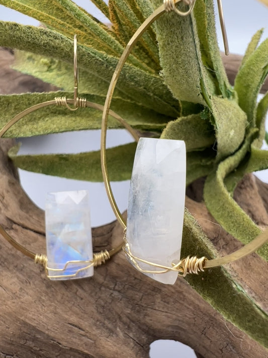 Moonlight Serenade | Moonstone Hoop Earrings